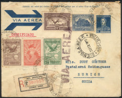 Airmail 12c. San Martín Stationery Cover Uprated With 5 Different Stamps (total Postage 2.06P.), Sent From... - Andere & Zonder Classificatie