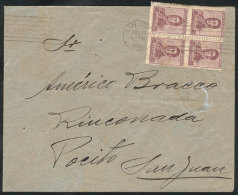 Cover Used In San Juan On 10/NO/1920, With Postage For Printed Matter Of 2c. (block Of 4 Of ½c. San... - Andere & Zonder Classificatie