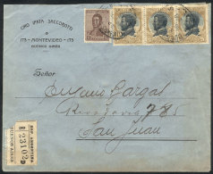 Registered Cover Sent From Buenos Aires To San Juan On 16/NO/1918, Franked With Combination Of GJ.456 (Pujol) Strip... - Andere & Zonder Classificatie