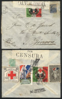 Cover Sent To Italy In FE/1916, Franked With 12c. + 5 CINDERELLAS Related To World War I And The Red Cross, Very... - Andere & Zonder Classificatie