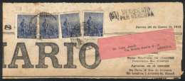 Newspaper Fragment Sent From Buenos Aires To Italy On 20/JA/1916 With Handsome Postage Of 48c. (Plowman 12c. X4),... - Andere & Zonder Classificatie