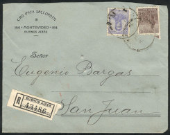 RARE MIXED POSTAGE: Registered Cover Sent From Buenos Aires To San Juan In 1914, Franked With 22c.: 20c. San... - Other & Unclassified