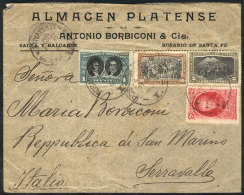Cover Franked With 18c. (4 Different Stamps Of The Centenary Issue), Sent From Rosario To Italy On 11/MAY/1910,... - Sonstige & Ohne Zuordnung