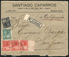 Registered Cover Franked With 22c.!! (GJ.219 + 222 X3 + 223), Sent From Buenos Aires To San Juan On 8/JUN/1907,... - Other & Unclassified