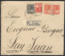 Registered Cover Sent From Rosario To San Juan On 8/JUN/1907, Franked With 67c. (GJ.219 + 222 + 233 X2), Excellent... - Andere & Zonder Classificatie