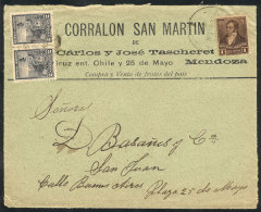 Front Of Cover Sent From Mendoza To San Juan On 2/JUN/1900 With MIXED POSTAGE Of 5c.: 1c. Rivadavia (GJ.175) + Pair... - Andere & Zonder Classificatie