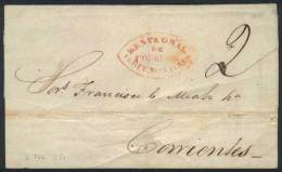 Folded Cover Dated 2/FE/1851, Sent To Corrientes, With Red Double Ogive "Renta Gral. De Correos De Buenos Ayres"... - Sonstige & Ohne Zuordnung