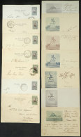 7 Postal Cards Of 2c. Mitre, Illustrated On Reverse With Views Of Battleships And Statues Of San Martín And... - Entiers Postaux