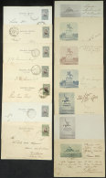 7 Postal Cards Of 2c. Mitre, Illustrated On Reverse With Views Of Battleships And Statues Of San Martín And... - Ganzsachen