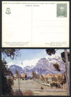 4c. Brown Postal Card With View Of Hotel Llao Llao And Chapel On Back, VF Quality! - Postwaardestukken