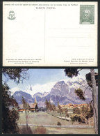 4c. Brown Postal Card With View Of Hotel Llao Llao And Chapel On Back, VF Quality! - Postal Stationery