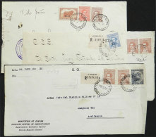 3 Fronts Of Registered Covers Used In 1938/9 With MIXED POSTAGES Combining Official Stamps + Definitive Stamps,... - Dienstzegels