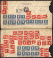 Registered Cover Sent From Trelew To Buenos Aires On 9/AU/1930 With Spectacular Franking On Front And Back (total... - Oficiales