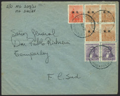 Rare MIXED POSTAGE: Cover Sent From Buenos Aires To Temperley On 10/JA/1921, Franked With Block Of 4 Of  1c. + 5c.... - Dienstzegels
