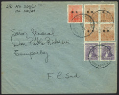 Rare MIXED POSTAGE: Cover Sent From Buenos Aires To Temperley On 10/JA/1921, Franked With Block Of 4 Of  1c. + 5c.... - Oficiales