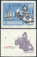 GJ.1447, 1968 Vito Dumas (single-handed Sailor), PROOFS Printed On The Paper Used For The Issue (with Gum And... - Aéreo