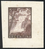 GJ.1052, 1954/7 5P. Iguazú Falls, DIE PROOF In Dark Chestnut, Printed On Thick Paper With Glazed Front, VF... - Autres & Non Classés