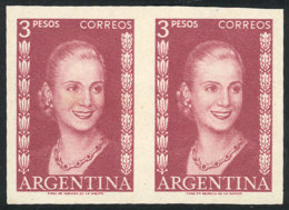 GJ.1014, 3P. Eva Perón, TRIAL COLOR PROOF (dull Lilac Rose), Pair Of VF Quality! - Sonstige & Ohne Zuordnung