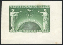 GJ.975, 1949 UPU 75 Years, DIE PROOF In Dark Yellowish Green, Printed On Thick Paper With Glazed Front, VF Quality,... - Otros & Sin Clasificación