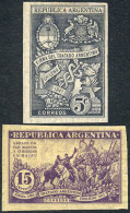 Year 1947, Argentina-Chile Treaty, Complete Set Of 2 Unadopted ESSAYS (topics: Horses, San Martín, Flags,... - Andere & Zonder Classificatie