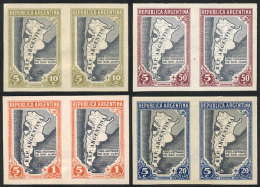 GJ.912/5, 1944 Victims Of The San Juan Earthquake, PROOFS In The Adopted Colors, 2 Pairs On Paper With Glazed Front... - Andere & Zonder Classificatie