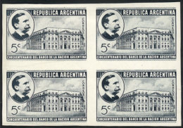 GJ.853, 1941 Banco De La Nación Argentina, PROOF In Slate Gray, Imperforate Block Of 4 Printed On Paper Of... - Andere & Zonder Classificatie