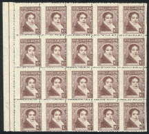 GJ.749, 1935/52 10c. Rivadavia, Fantastic Block Of 20 With VARIETY: Misperforated, Fantastic, Excellent Quality (2... - Andere & Zonder Classificatie