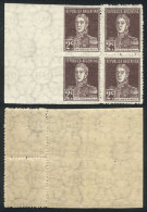 GJ.576PH, 1923 2c. San Martín With Period, Block Of 4, The Left Pair Is IMPERFORATE, MNH, Excellent Quality,... - Andere & Zonder Classificatie