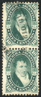 GJ.39, Vertical Pair Printed On Thick Paper, With The Rare Cancel "ADMON DE CORREOS DEL RIO CUARTO" In Double Oval,... - Otros & Sin Clasificación