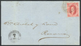 Folded Cover Sent To Rosario On 8/JUL/1872, Franked By GJ.34 (8th Printing) In A Nice Light Carminish Rose Color, 4... - Covers & Documents