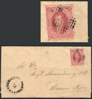 GJ.25B, 4th Printing, Rose, CLEAR IMPRESSION (rare), Franking A Folded Cover To Buenos Aires, With Dotted Cancel... - Lettres & Documents