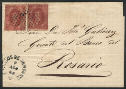 Folded Cover Sent To Rosario On 9/AU/1866, Franked With 2 Examples From 4th Printing (GJ.25) In A Rose Almost... - Lettres & Documents