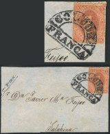GJ.20, 3rd Printing, With "bottom Left Angle Incomplete" Variety, Franking A Font Of Folded Cover To Salavina,... - Brieven En Documenten