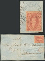 GJ.20d, Beautiful Example Of 3rd Printing With Vertically DIRTY PLATE Variety, On A Front Of Folded Cover Cancelled... - Cartas & Documentos