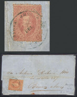 GJ.20, 3rd Printing, Franking An Entire Letter Sent From Mercedes To Buenos Aires On 9/AP/1866, Cancelled With The... - Cartas & Documentos