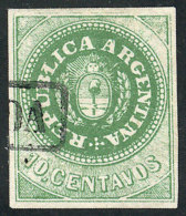 GJ.8Bb, 10c. Dark Green With "8 Cut Angles", Also An Interesting Plate Wear And Framed CERTIFICADA Cancel,... - Used Stamps