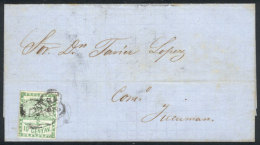 GJ.2, 10c. Green, Very Attractive Example Of Wide Margins Franking A Folded Cover Sent To Tucumán, With... - Briefe U. Dokumente