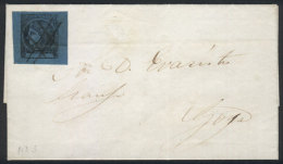 GJ.3, 3c. Blue, On COMPLETE FOLDED LETTER Sent To Goya From YAGUARETÉ CORÁ On 29/SE/1863, VF And... - Corrientes (1856-1880)