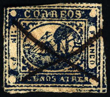 GJ.11A, IN Ps. Dark Blue, Type 29 On The Kneitschel Reconstruction, Pen Cancelled, With A Small Tear In The Right... - Buenos Aires (1858-1864)