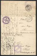 3 Postcards Sent From WINDAU To Kiel In 1918 With Military Free Frank And Marks Of The German Navy, Very Nice And... - Lettres & Documents