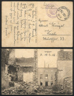 Postcard With View Of Ruins Of Longuyon In The War, Sent With Military Free Frank To Kiel On 18/MAR/1916, VF... - Brieven En Documenten