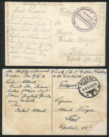 2 PCs Sent To Kiel In 1914 And 1916 With Military Free Frank Of The Navy (ship "Derfflinger") And Army, VF Quality! - Covers & Documents