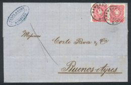 1/AP/1882 HAMBURG - Buenos Aires: Folded Cover Franked By Sc.39 Pair, With Arrival Backstamp (scarce Octagonal... - Brieven En Documenten