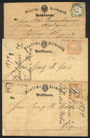 3 Cards Used In 1874 With Postages Of ½Gr. (2) And 1Kr., With Attractive Postal Marks, Minor Defects (crease... - Brieven En Documenten