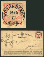 Card Sent From Woerrstadt To Giessen On 19/OC/1872, Franked With 2Kr. Orange (Sc.8), Minor Defects (crease And... - Brieven En Documenten