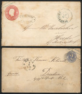 2 Old Stationery Envelopes With Interesting Postal Marks: Schüttorf, Gera And Others, Very Nice! - Andere & Zonder Classificatie