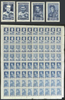 Complete Sheet Of 80 Cinderellas Of The Famous Engraver Czeslau Slania With 4 Different Models: Tommy Burns, Max... - Boksen