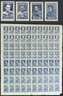 Complete Sheet Of 80 Cinderellas Of The Famous Engraver Czeslau Slania With 4 Different Models: Tommy Burns, Max... - Boxe