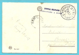 Kaart Met Postagentschapstempel (Agence) * BRUGGE 14 * Op 30/3/19 , Stempel HOPITAL MILITAIRE D'HOOGSTAEDE A BRUGES - Brieven En Documenten