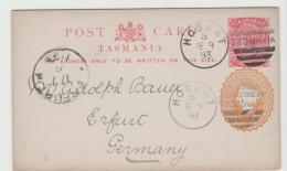 Tas027 / Tasmanien,  Ascher Nr. 2 Mit Zudrucksmarke 1893 Nach Deutschland, Stempel Von Hobart - Cartas & Documentos